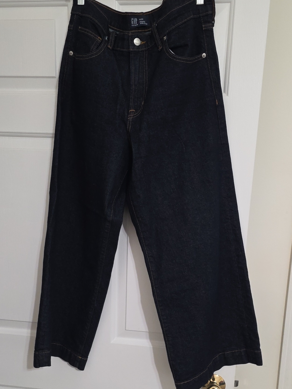 GAP Women's Dark Indigo High Rise Wide Leg Crop Jeans
